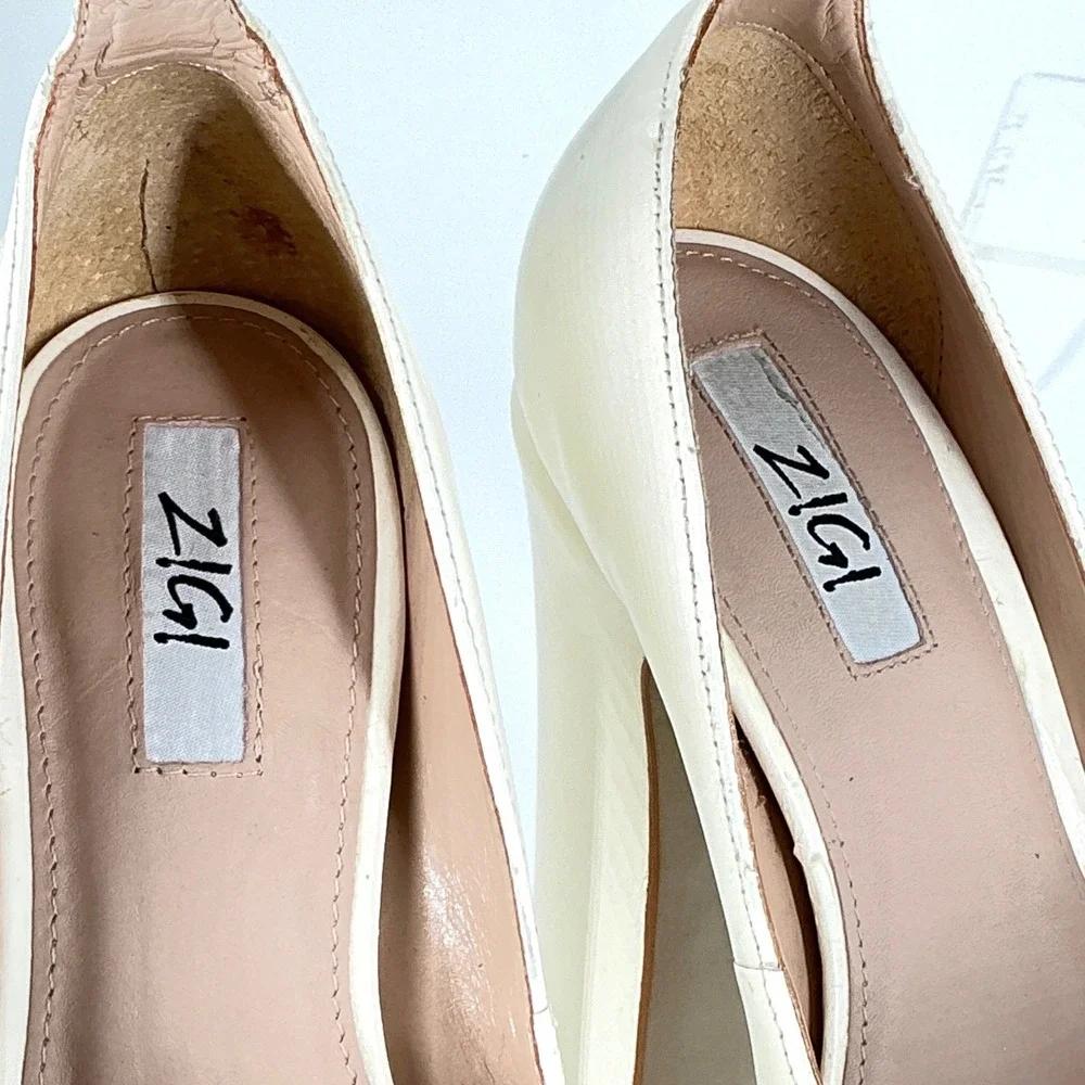 ZIGI Size 8 Off White Leather Chunky Platform Ankle Heels NEW Nikole $200 Brazil